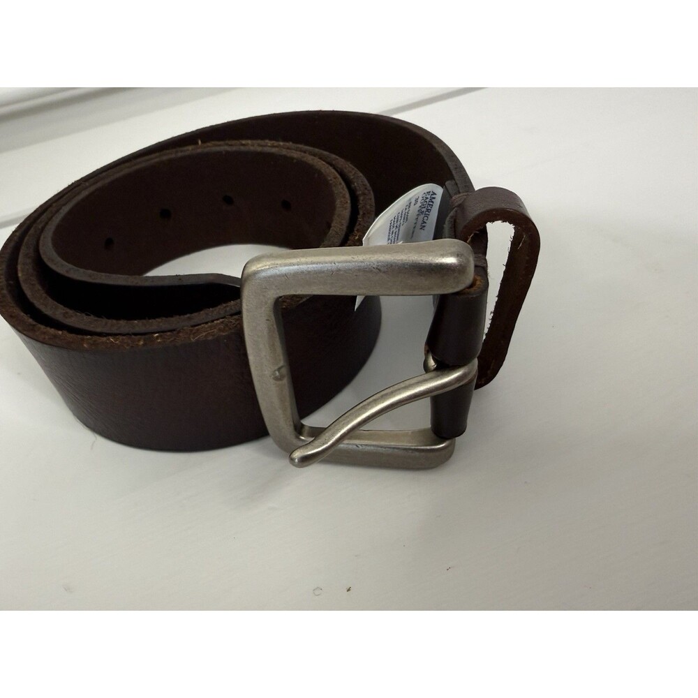 ✿ American Eagle Leather Belt Brown Embossed Eagle Buckle Casual Size 30